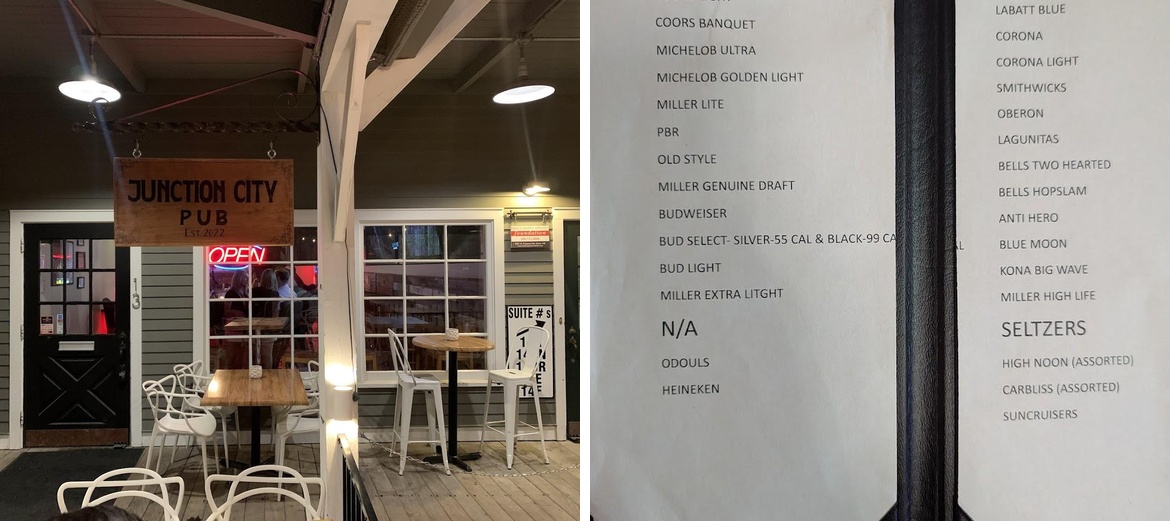 Junction City Pub Menu